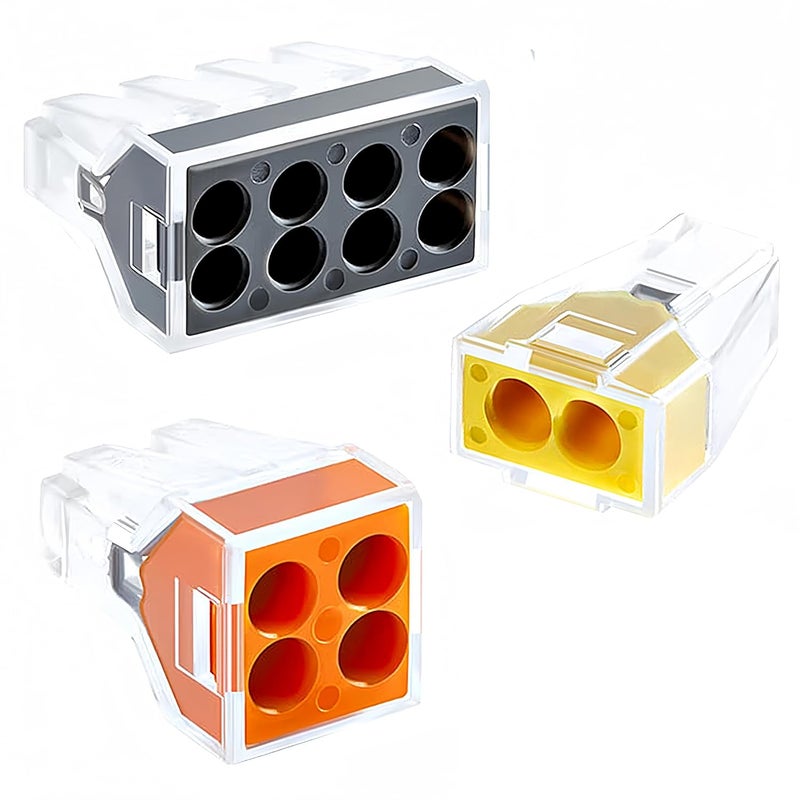 FONGLUAN 100pcs Push-in Wire Connector Splicing Terminals for Solid and Stranded Conductors with 2/4/8 Wires - Image 1